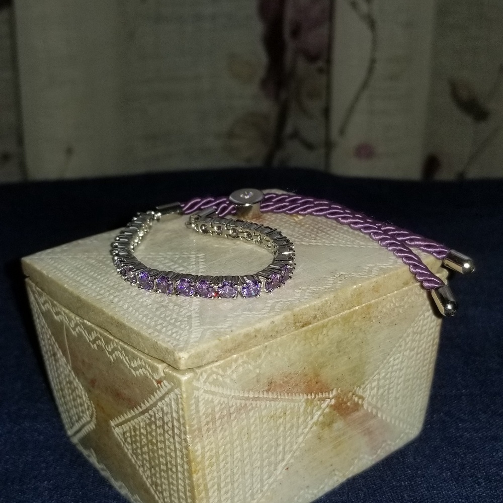 Regal Jewelry Purple Silk Bracelet With Swarovski®